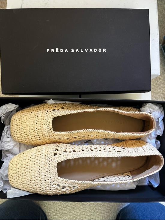 Freda Salvador Shoes - Freda Salvador Natural Crochet Slip-On Ballet Flats